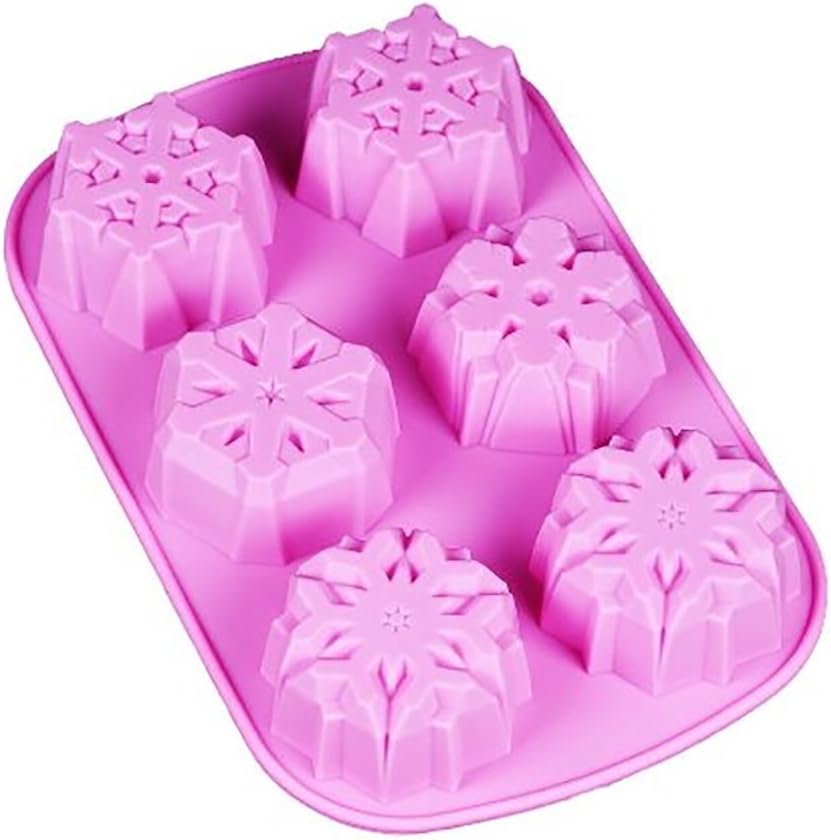 6 Even Snowflakes Chocolate Jelly Ice Soap Silicone Cake Mold Snowflake Mold (Color Random)