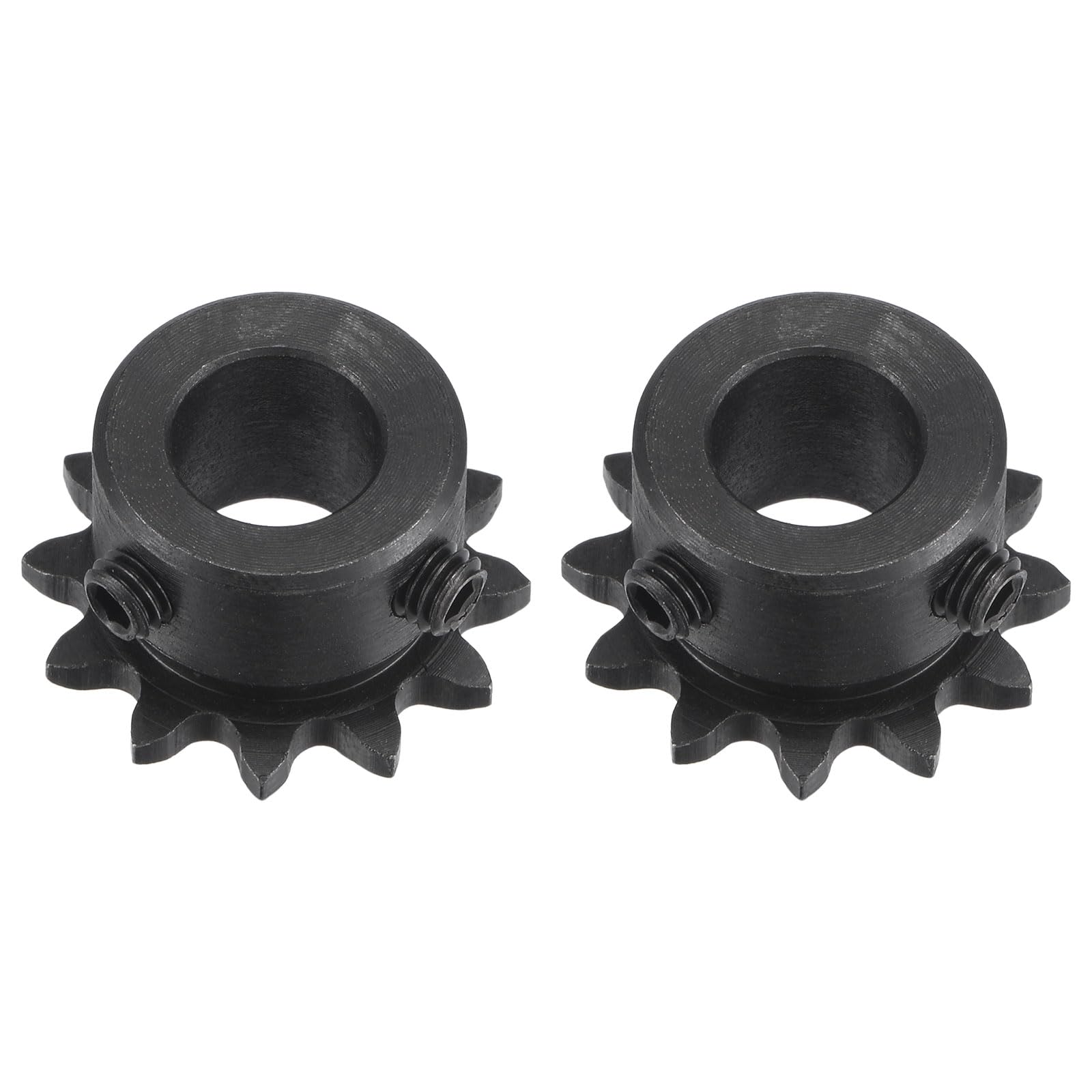 uxcell #25 Chain Roller Sprocket, 10mm Bore 1/4" Pitch 12 Tooth Single Strand Chain Sprocket, C45 Carbon Steel 25 Roller Chain Sprocket with Set Screws for ISO 04C Chain, 2Pcs