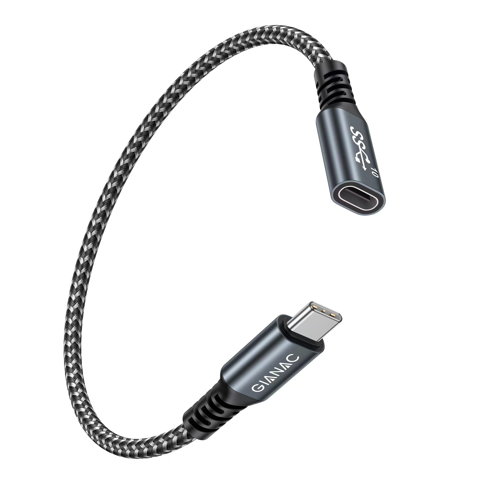 GIANAC Cavo di Prolunga USB C 100W 0.5M,3.2 Gen2 4K@60Hz Cavo Type C Maschio a Femmina 10Gbps Cavo Prolunga Tipo C Compatibile per iPhone 15 Pro Max, MacBook Pro/Air XPS 15 Galaxy S23 S22