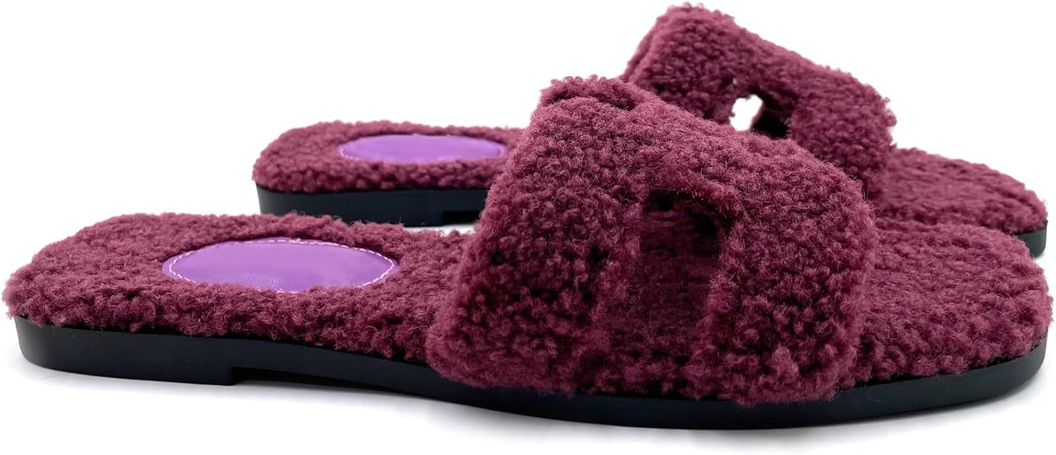 Women's Furry Slippers - Versatile Indoor/Outdoor Slippers with Plush Cotton Upper and Soft Sole - Perfect for Parties, Gatherings, Casual Wear, Vacations, and Beach Days