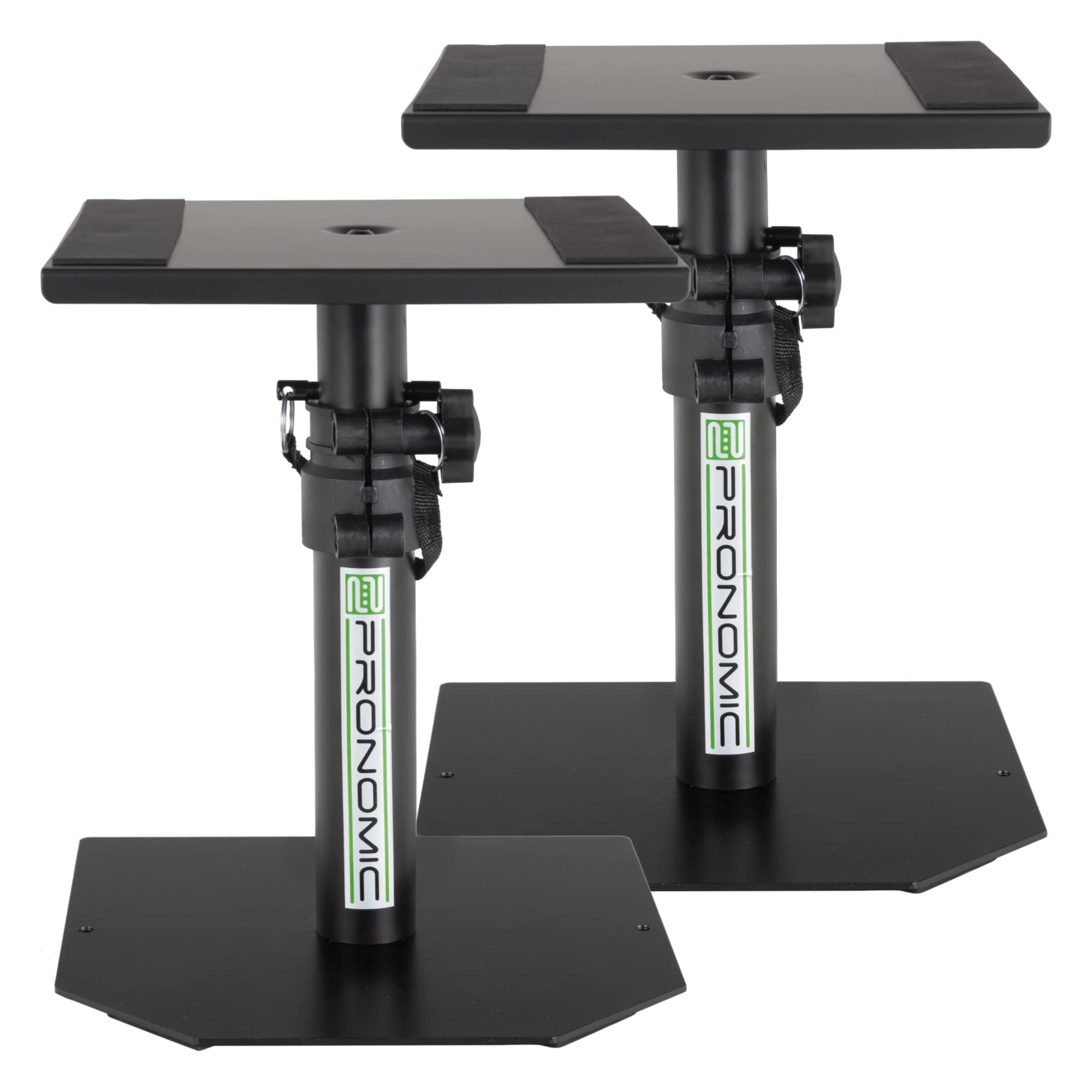 Pronomic SLS-36P BK Coppia supporti da tavolo per monitor studio, stabili e robusti, regolabili 25,5-41 cm, superficie con strisce in gomma, colore nero.