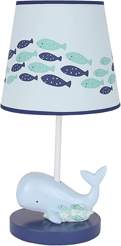 Lambs & Ivy Oceania Blue Ocean/Sea/Nautical Lámpara de guardería con pantalla y bombilla