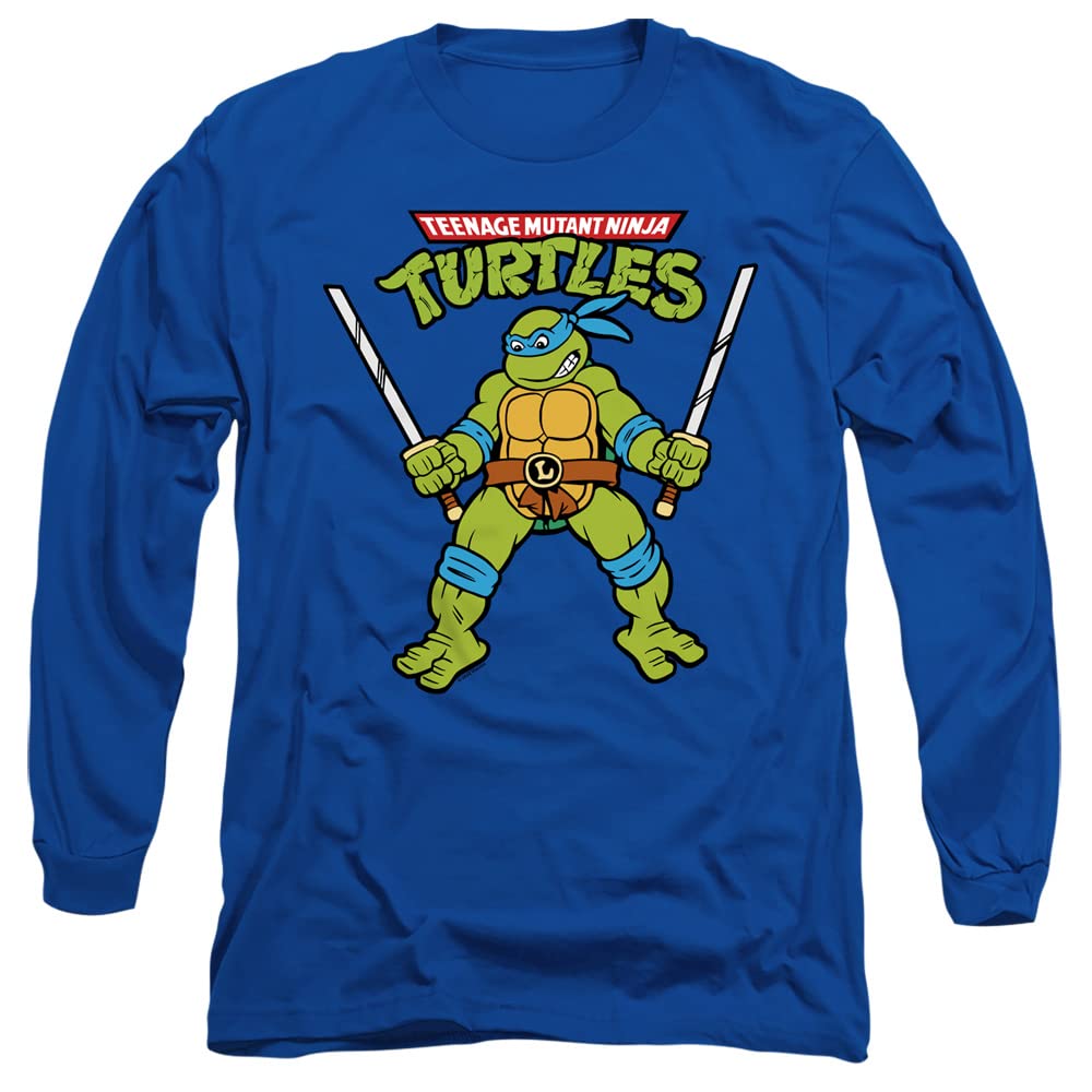 Teenage Mutant Ninja Turtles Retro Leo Unisex Long Sleeve T Shirt, Royal, Medium
