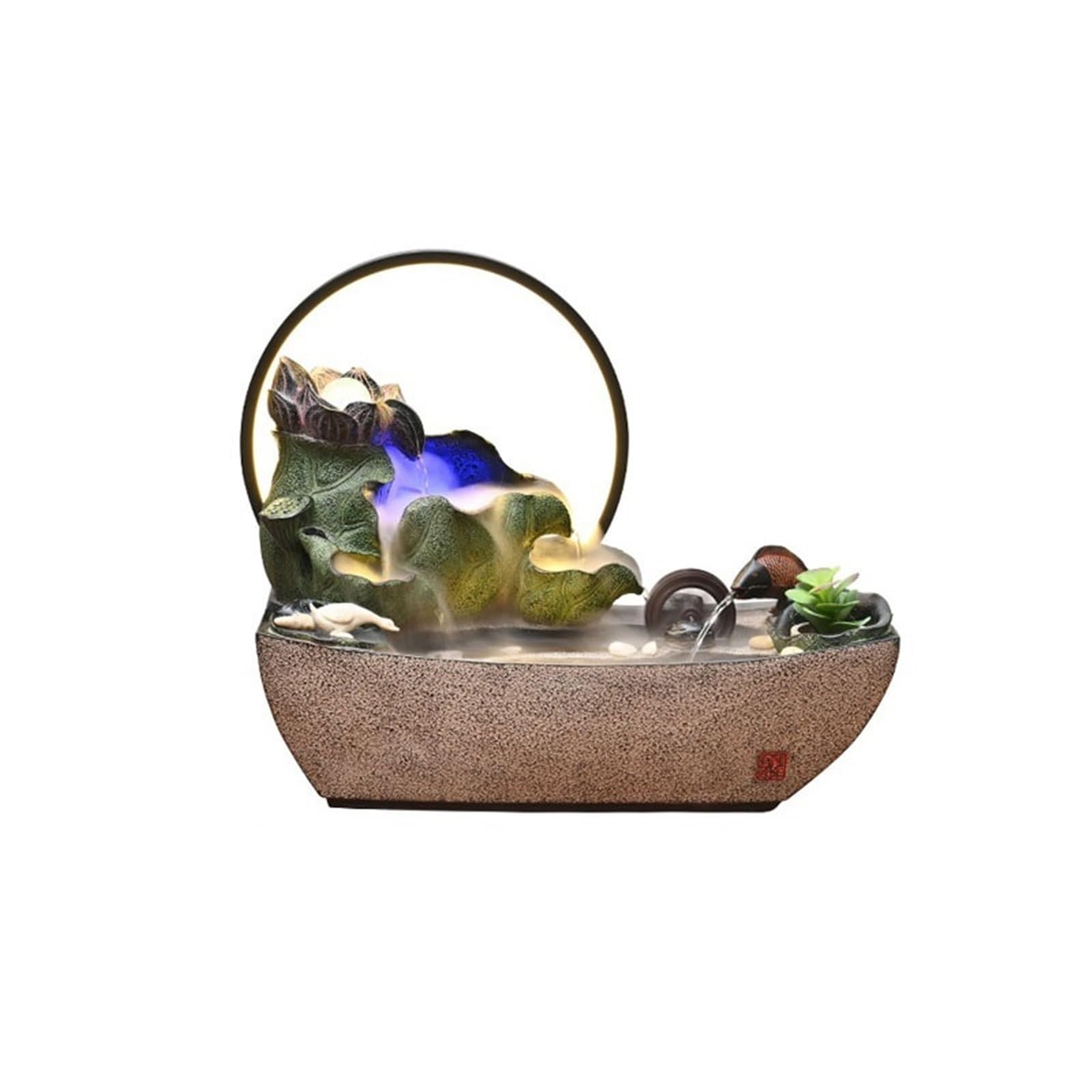Water Feature Tabletop Fountain Chinese Style Water Ornaments Circulating Waterscape Small Fish Pond Indoor Fountains