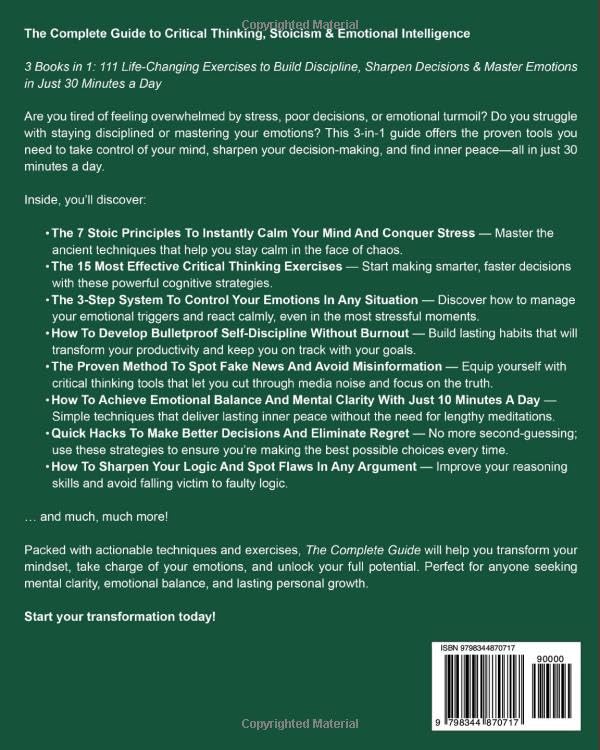 The Complete Guide to Critical Thinking, Stoicism & Emotional Intelligence: 3 Books in 1: 111 Life-Changing Exercises to Build Discipline, Sharpen ... in Just 30 Minutes a Day (Master Thinking) - Image 2