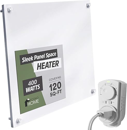 EconoHome Panel calentador de pared con termostato - Calentador eléctrico de pared - 400 W - Panel calentador de espacio de montaje en pared con