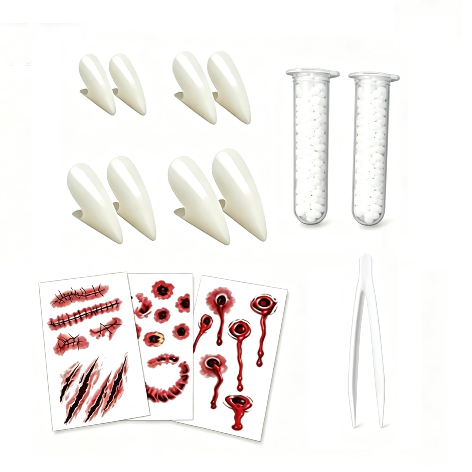 Vampire Fangs Set, 10 Pieces, Fake Teeth for Halloween Parties