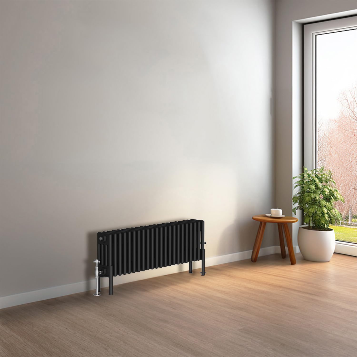 NRG Cast Iron Radiator Four Column 300x1010mm Black Traditional Column Cast Iron Style Radiator Central Heating Radiator Perfect for Bathrooms, Kitchen, Living Room — image 1