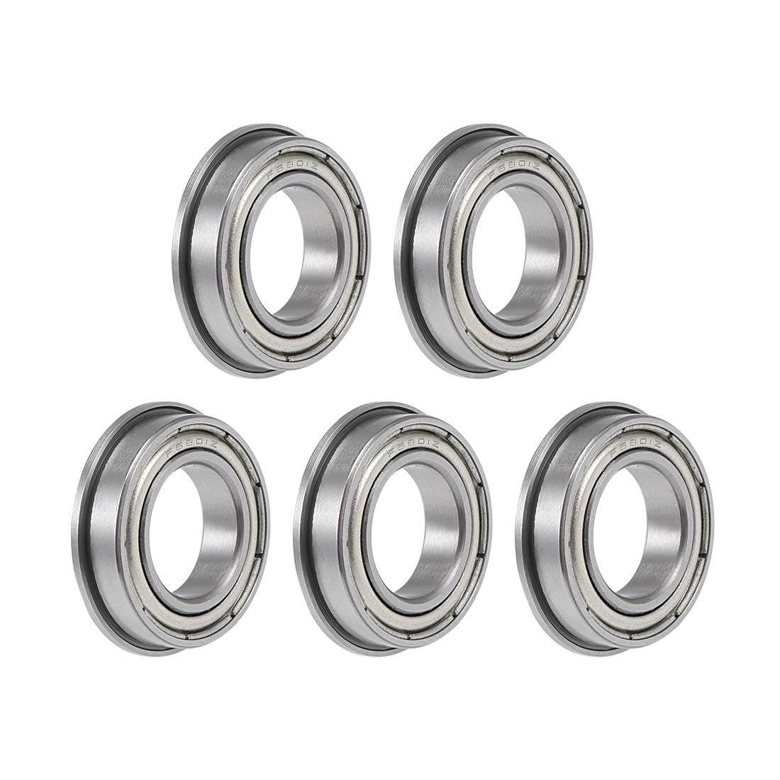 uxcell F6801ZZ Flange Ball Bearing 12x21x5mm Shielded Chrome