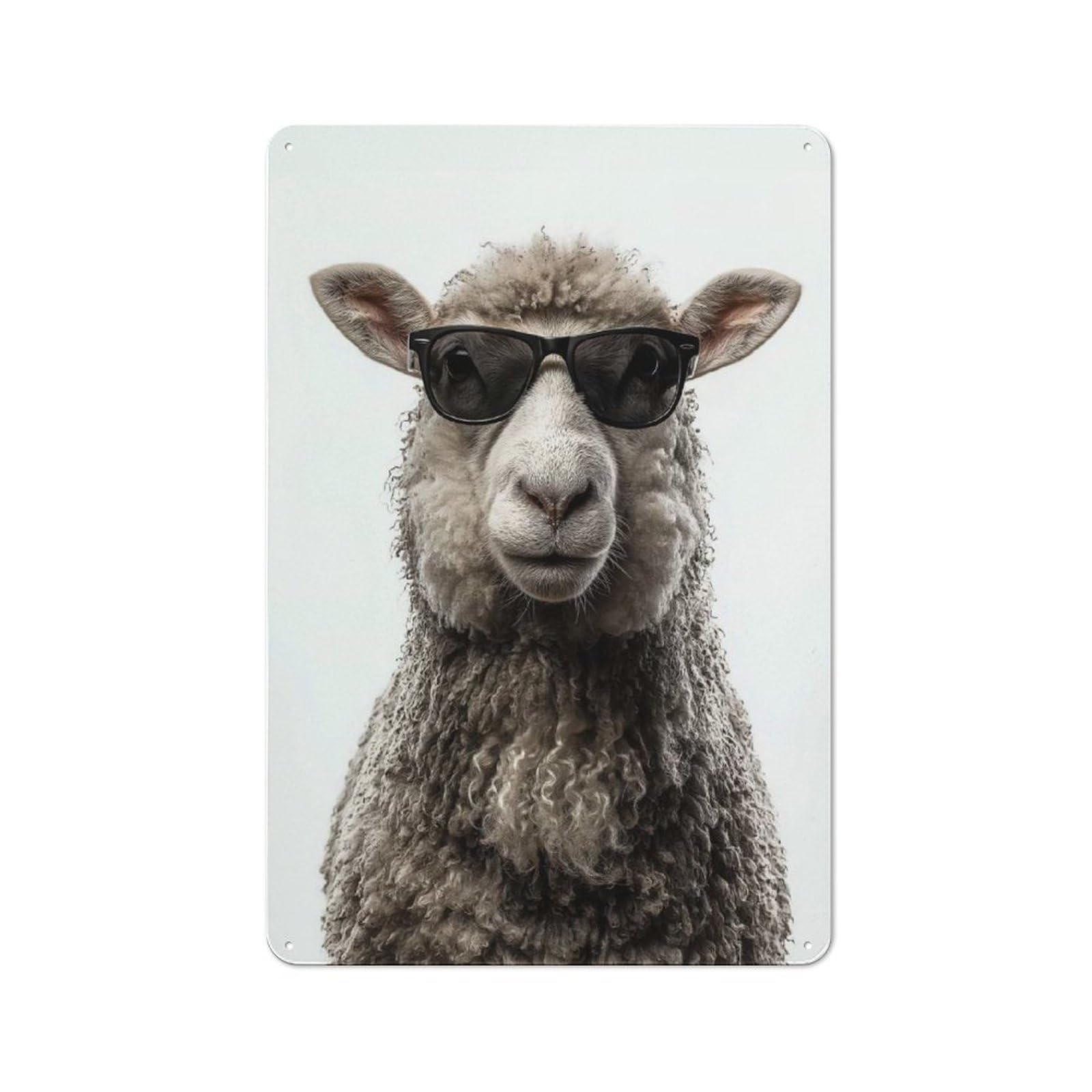 Junmoney Style-17 Classic Vintage Metal Sign 30X20cm Featuring Cool Sheep With Sunglasses Portrait, Classic Pub Decor For Bar, Kitchen, Garage Or Games Room
