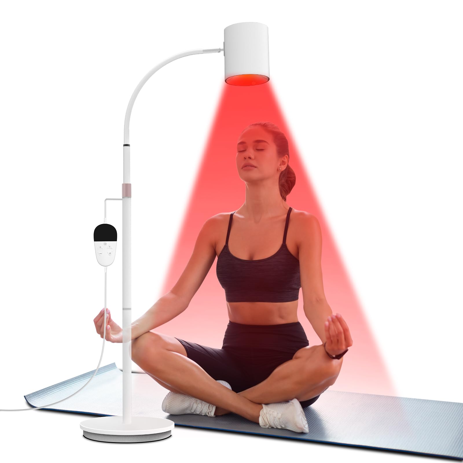 Relhafethy Rotlichtlampe, 660nm&850nm&940nm Infrarotlampe, Rotlicht mit 10/20/30 Min Timer, 5 Helligkeitsstufen, 20W COB Chip-Design Red Lights für Büro/Zuhause