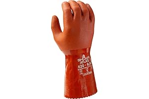 ATLAS Cotton Lined PVC Chemical Resistant Gloves in Size 10 Orange