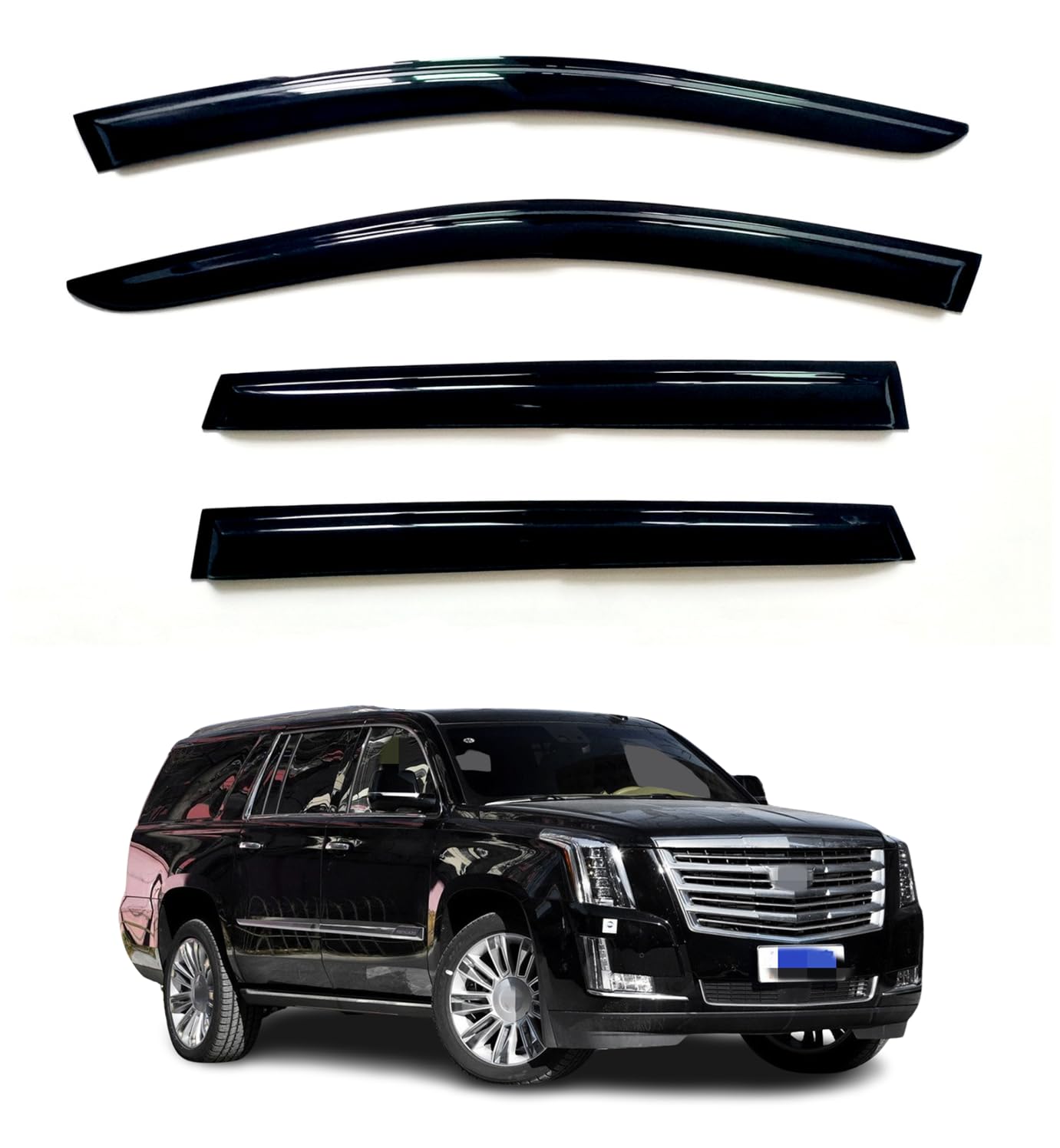 pezmenn 4pcs window visor deflectors rain guards compatible with cadillac escalade, chevrolet tahoe, gmc yukon 2015-2020