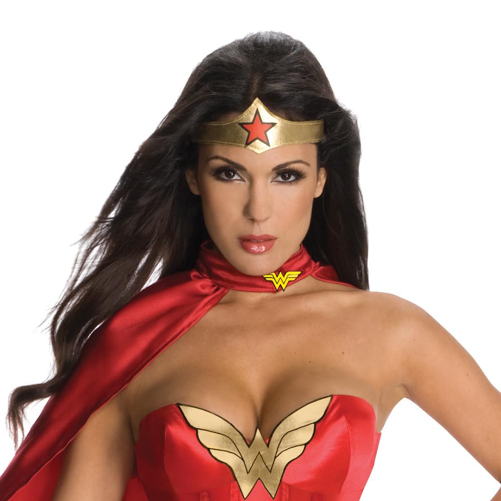 Rubies Women's DC Comics Wonder Woman Corset and Skirt Costume with Cape for Themed Parties and Halloween, Red/White/Blue