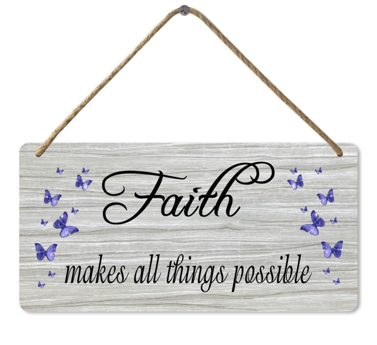 Faith Makes All Things Possible Wooden Sign, 8x12 Inch, Wooden Home Wall Art Decor