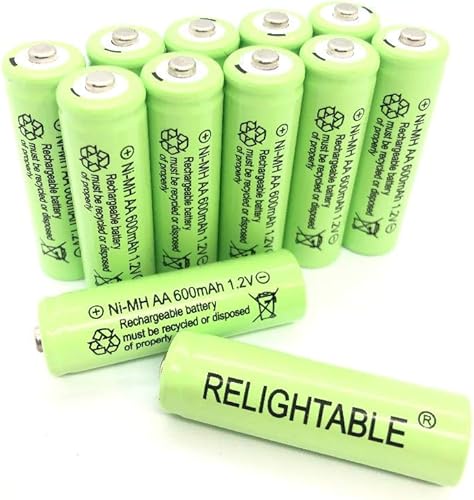 AA tamaño NiMH AA 600mAh 1.2V baterías recargables para lámpara solar luz solar (12 piezas AA 600mAh)