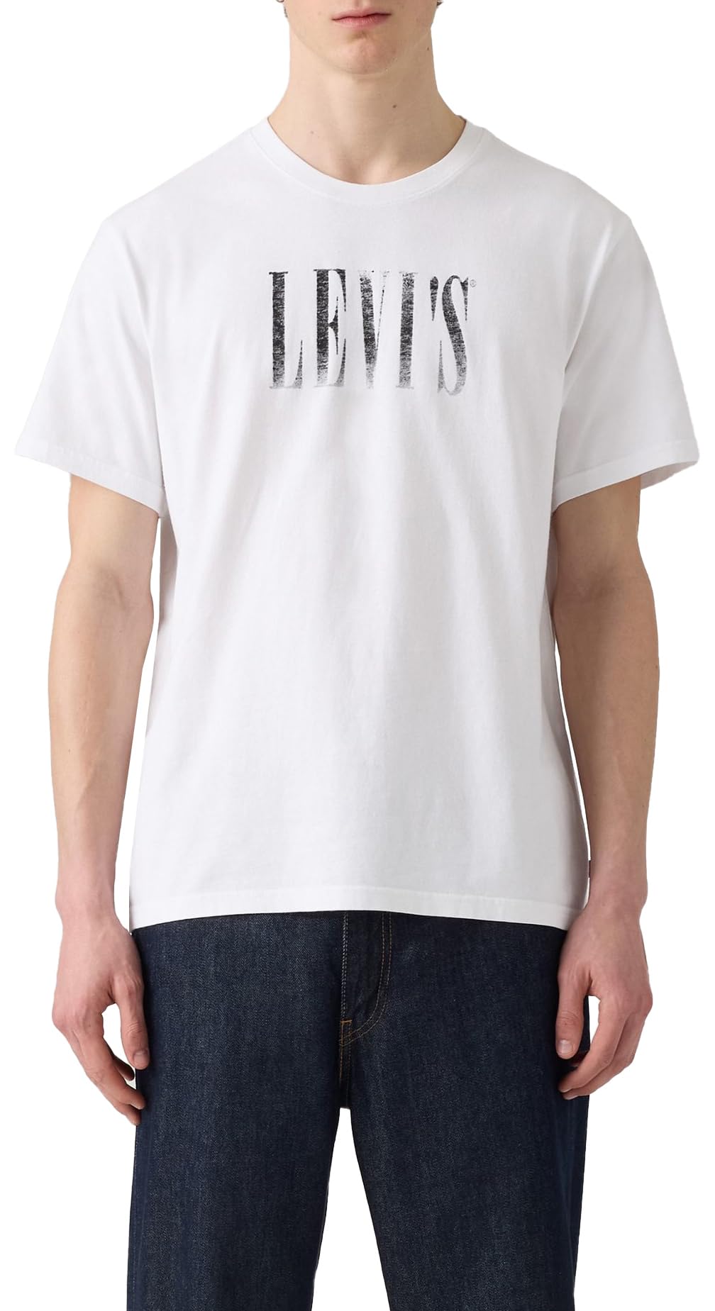 Ss Relaxed Fit Tee Distressed Serif 3 Wh, Distressed Serif 3W, M