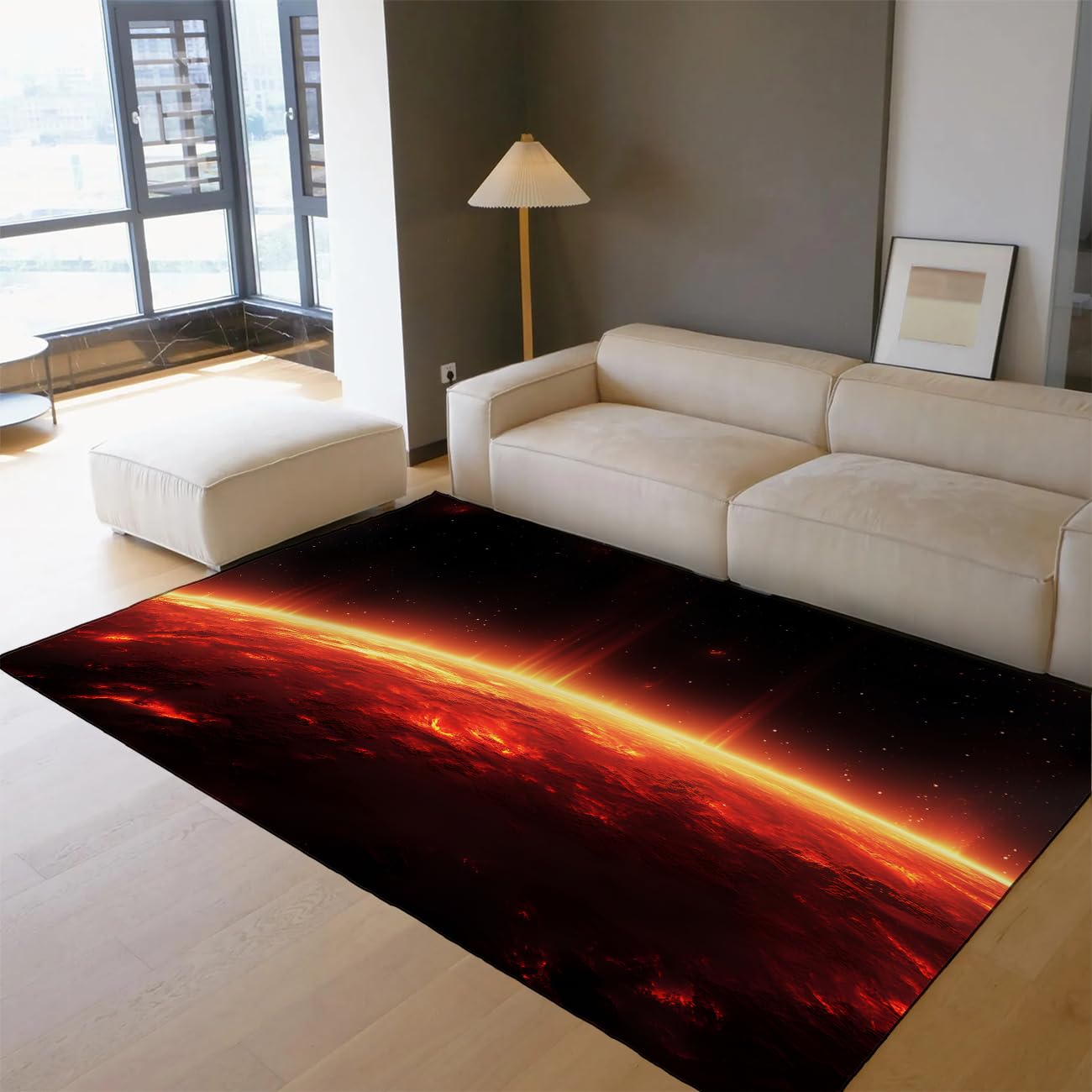 Tapis de sol antidérapant à poil bas Dark Space grand tapis entrée 180x210 cm lavable