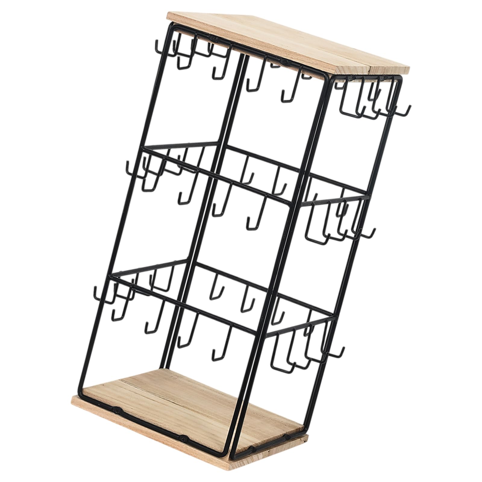 Msioytog Earring Display Stand Sturdy Iron Fame Earring Display Stand with Wood Base Organizers for Easy Access Metal Rack
