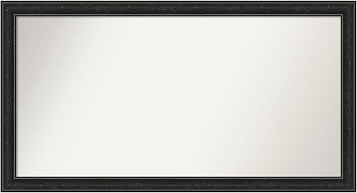 Amanti Art Espejo de baño negro para sobre fregadero, 27 x 50 pulgadas, espejo de tocador rectangular estrecho negro de naufragio, marco de madera