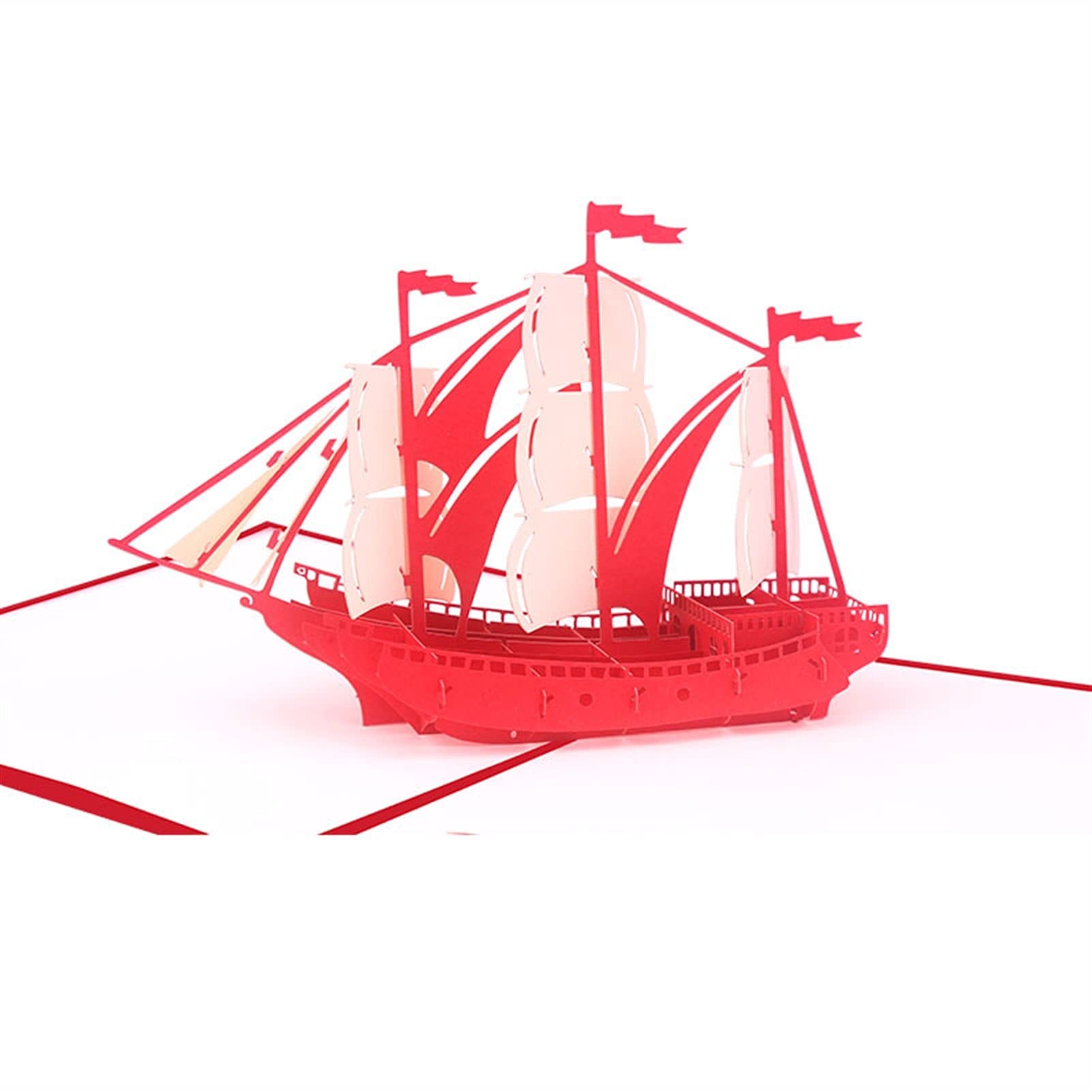 Kartki okolicznościowe 3D ręcznie robione czerwone okładki łódka żeglowanie papier kartki okolicznościowe pocztówka urodziny biznes Boże Narodzenie kreatywny prezent wyraź swoją wewnętrzną miłość 10 szt. kart podarunkowych