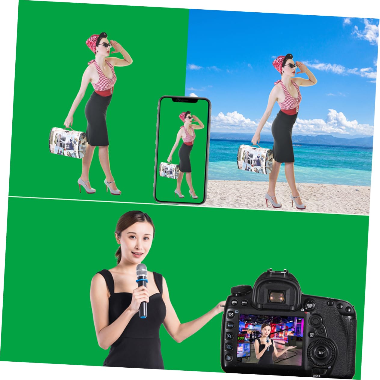 Veemoon Fondo de Fotografía Verde, Tela de Poliéster Algodón, Reutilizable y Fácil de Lavar, Adecuado para Vídeos de Maquillaje y Mesa