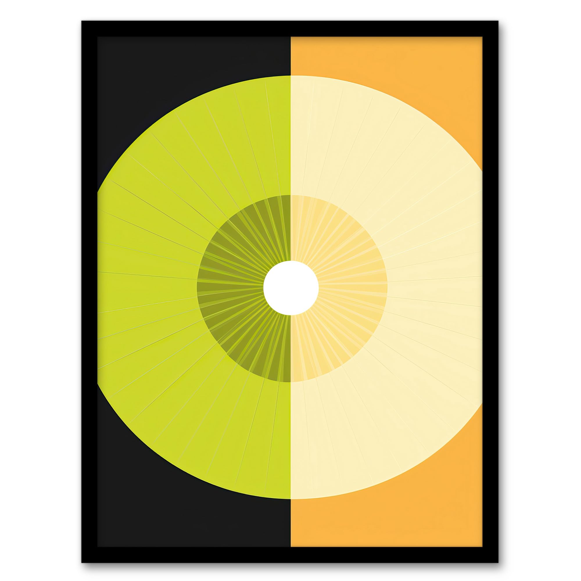 Artery8 Abstract Kiwi And Orange Kitchen Artwork Black Green Orange Painting Artwork Framed Wall Art Print 18X24 Inch