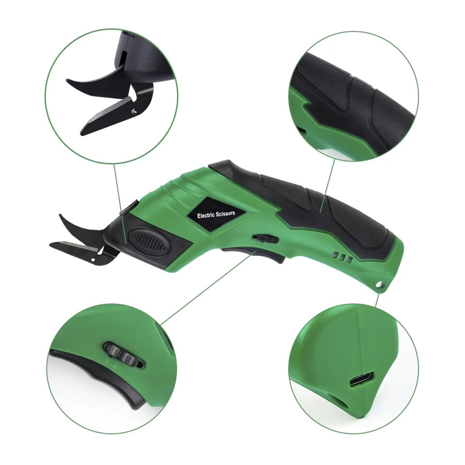 Tijeras Eléctricas Multifuncionales De 4 V For Cortar Tela, Cuero For El Hogar Con Cuchillas Reemplazables, Herramienta Recargable Por USB Potentes Y Sin Esfuerzo(SET-B)