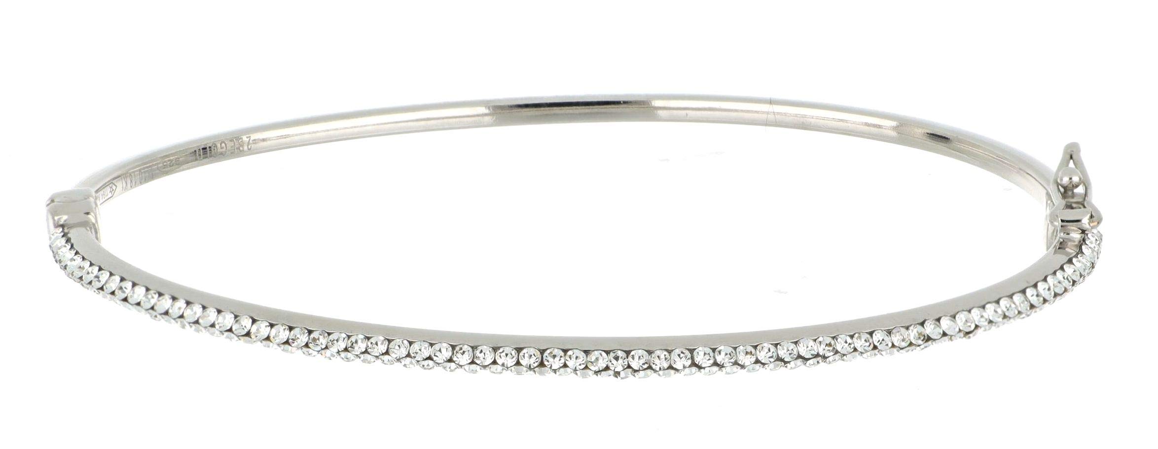 DelPia, Bracciale in Oro 18kt e Argento Sterling 925 con Cristallli Luminosi (51x61mm, oro bianco con pietre bianche)