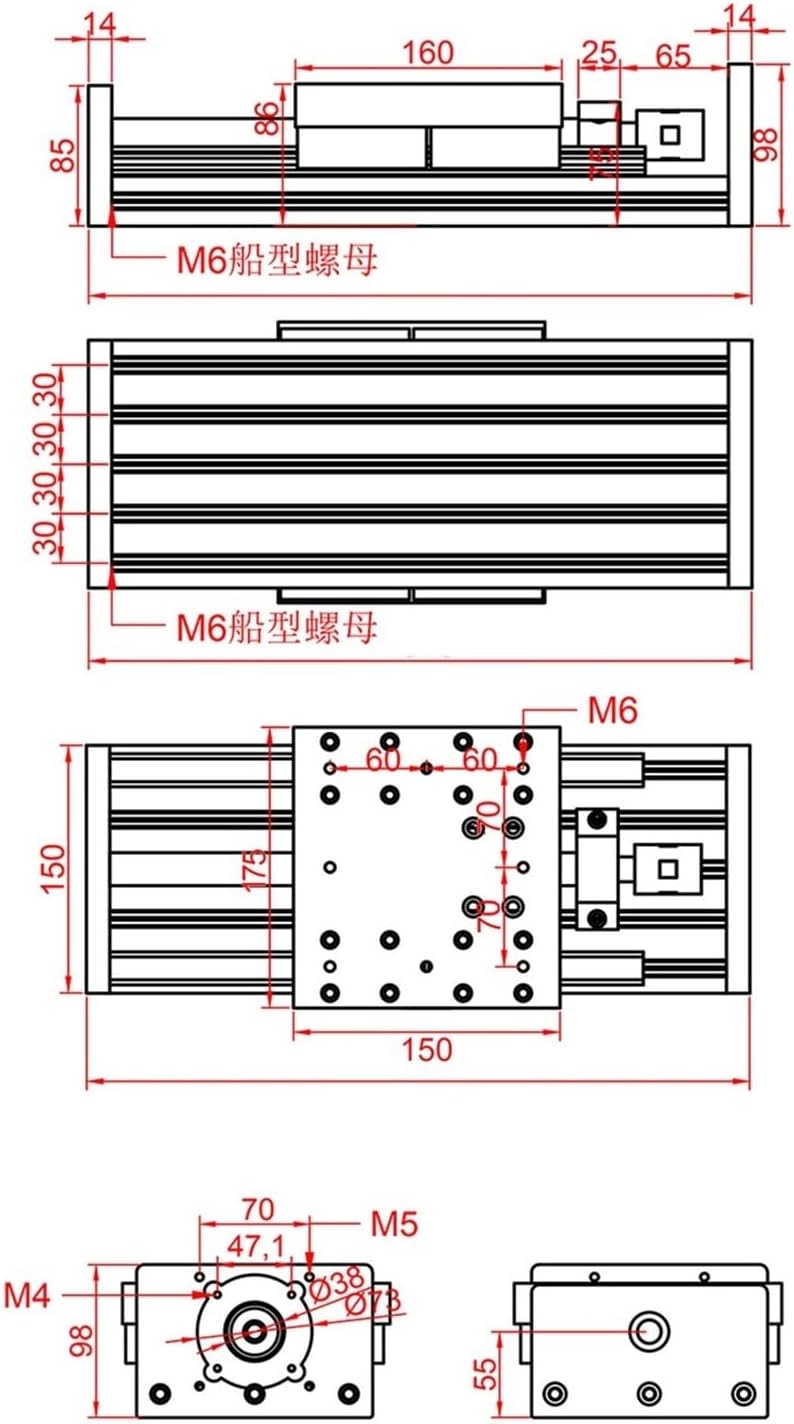 モーションステージ 160 × 170 ミリメートルテーブル重荷重スライドテーブル HGR20 ダブルガイドレールボールネジリニアス