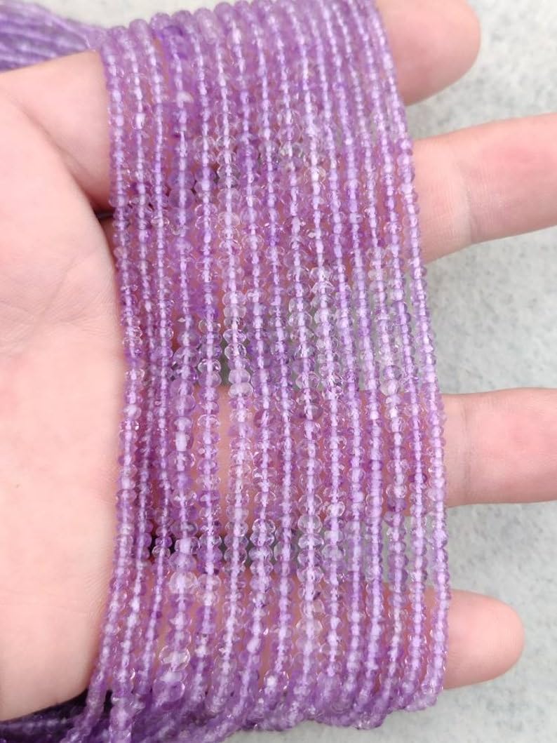 Perles en améthyste naturelle de 33 cm pour créer vos propres colliers d'été