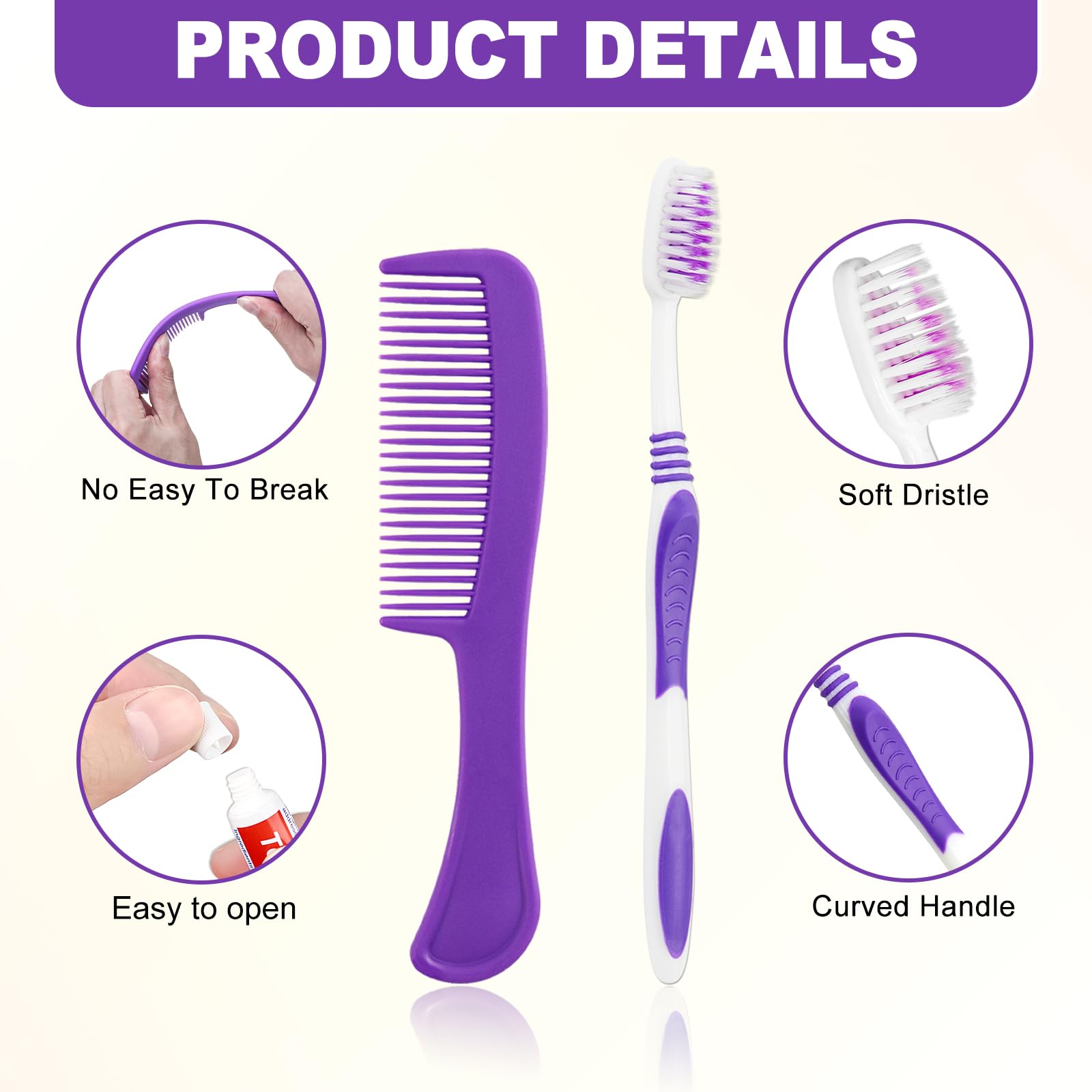 Confezione da 50 kit igienici, kit da toilette sfuso, confezionati singolarmente, kit igienico usa e getta da viaggio, forniture per la cura dei senzatetto, adatto per hotel, campeggio, viaggi