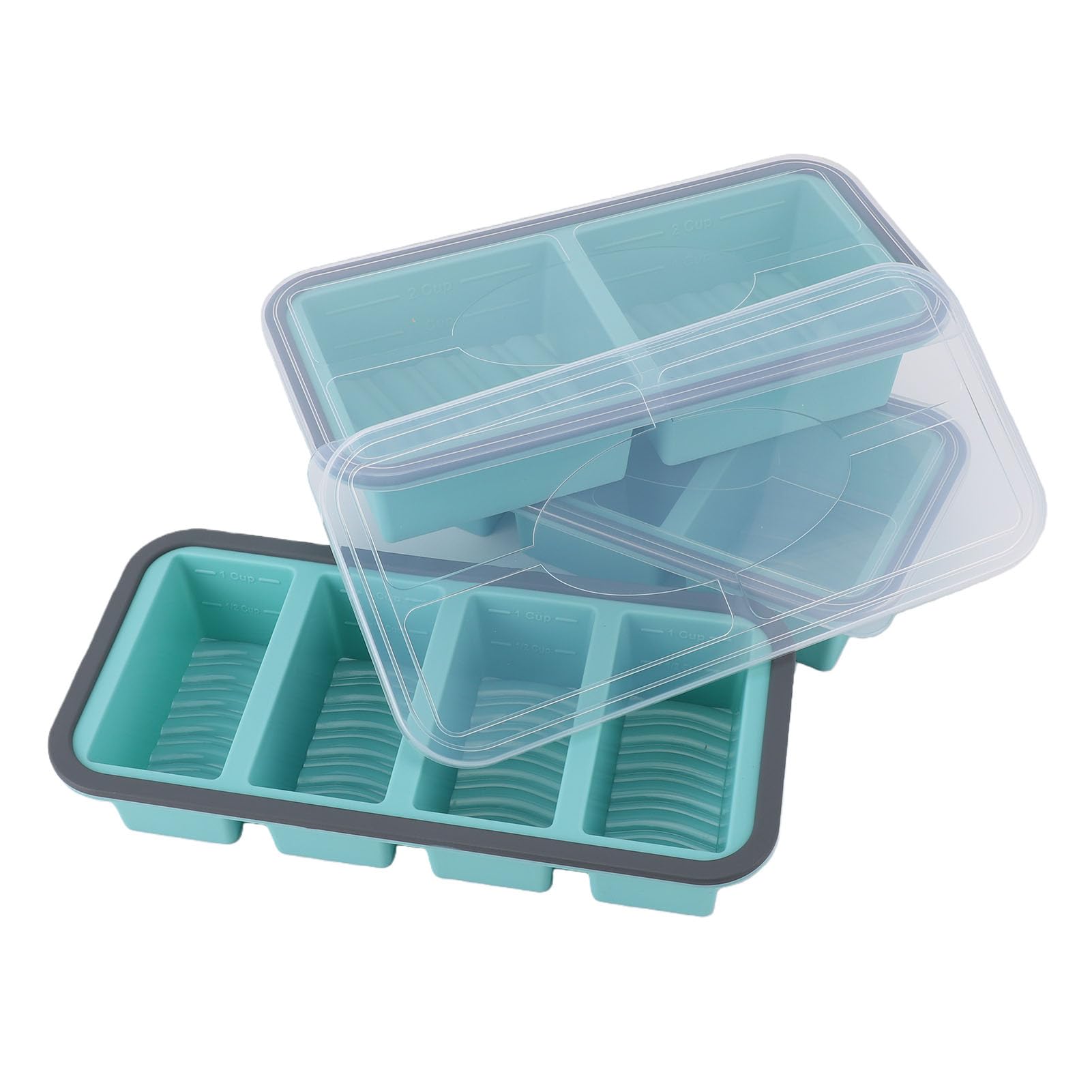 Stampo per Freezer in Silicone con Coperchi, 3 Pezzi con Linee di