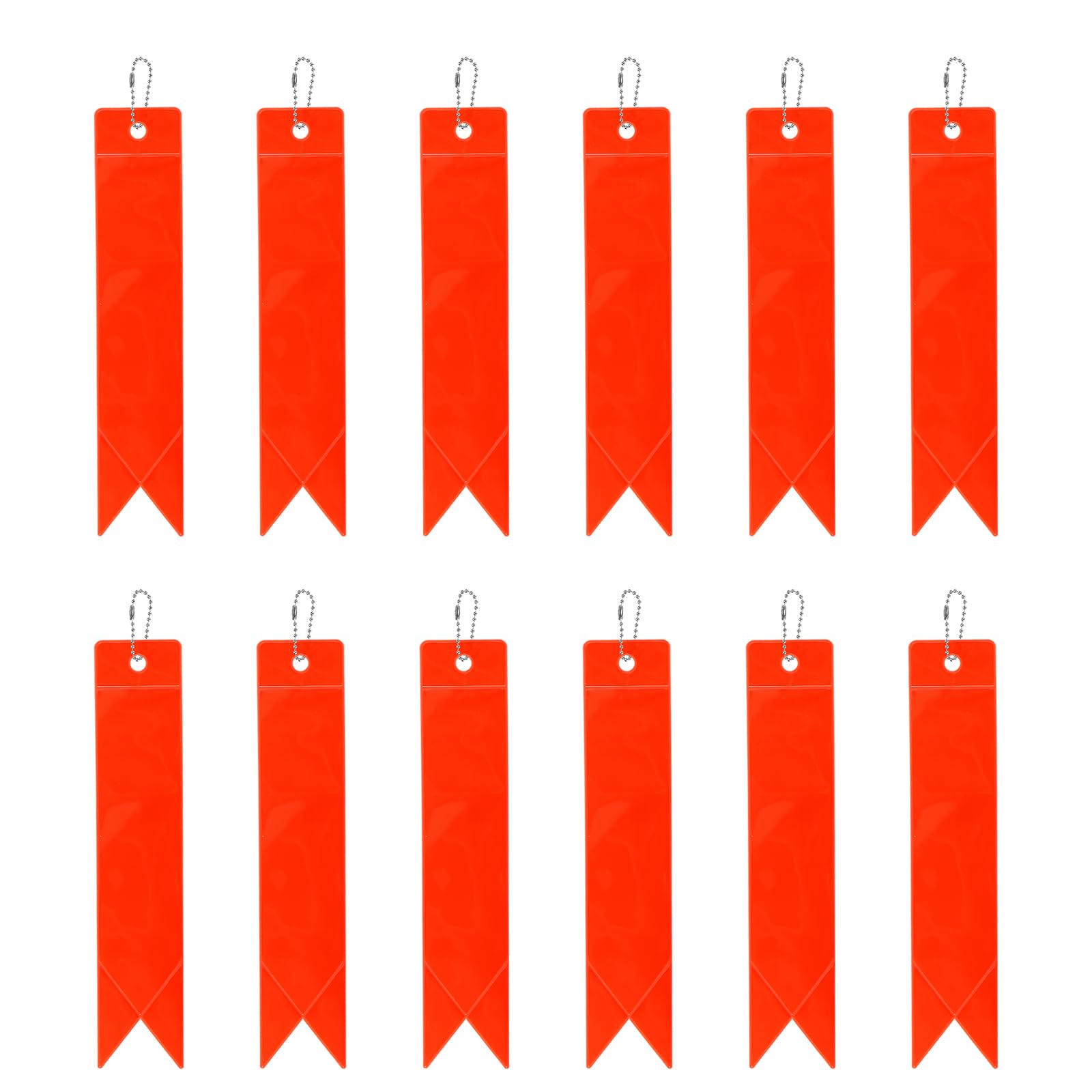 PATIKIL Safety Reflector 6"x1", 12 Pack Reflector Tag Pendant Reflective Safety Keychain Gear for Backpack Cycling Running Wheelchairs, Orange-Red