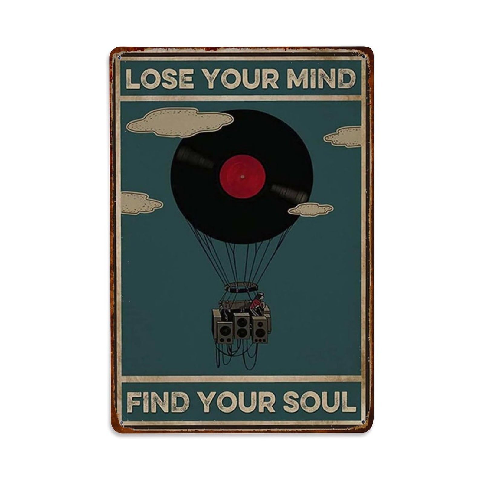 Music Lose Your Mind Find Your Soul Metal Tin Sign Vintage Garden Bedroom Cafe Bar Man Cave Home Wall Decor Metal Poster 8x12 in