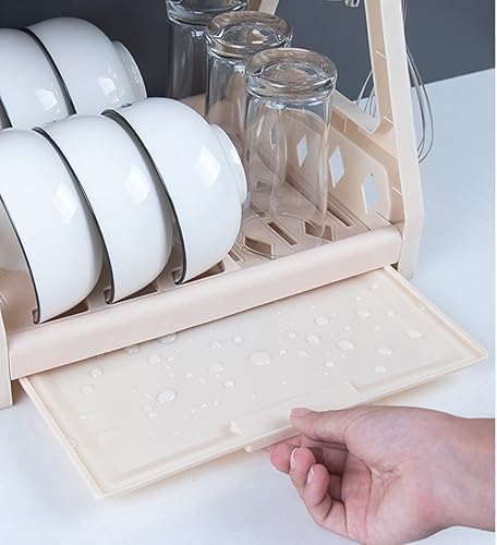Miniatura 3 de Escurridor de platos fácil de limpiar, escurridor de platos de 2 niveles con escurridor, organizador de platos de cocina, escurridor de platos con