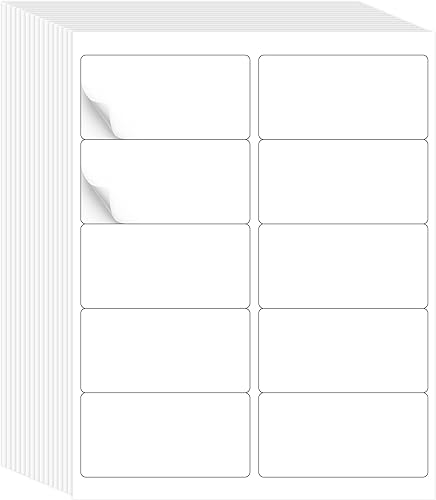 L LIKED Etiquetas adhesivas de 2 x 4 pulgadas, color blanco imprimible, 10 por hoja, total de 1000 etiquetas para impresión láserinyección de tinta,