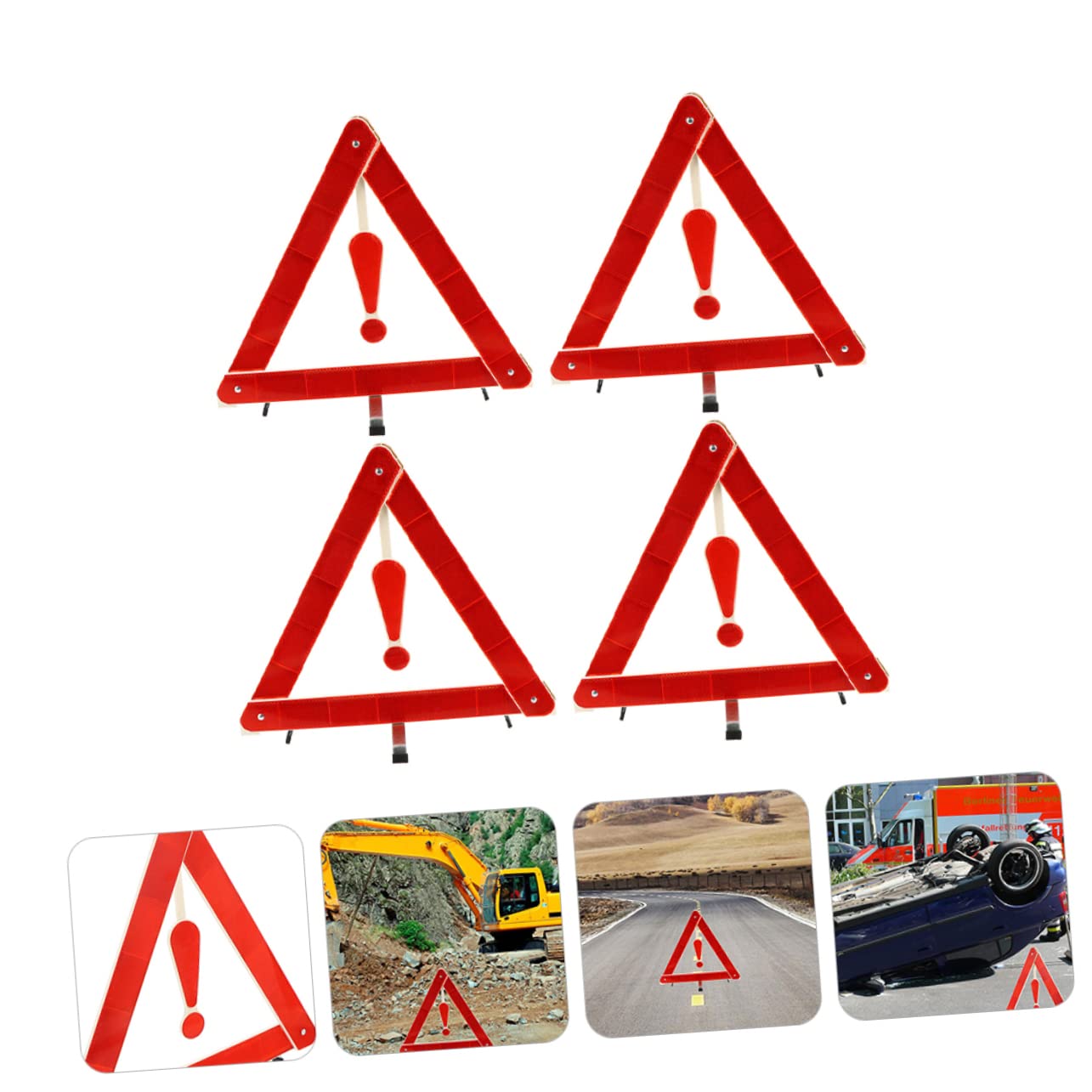PRETYZOOM Car Warning Sign Kit 4pcs Auto Warning Triangle Road Safety Signs Car Safety Kit