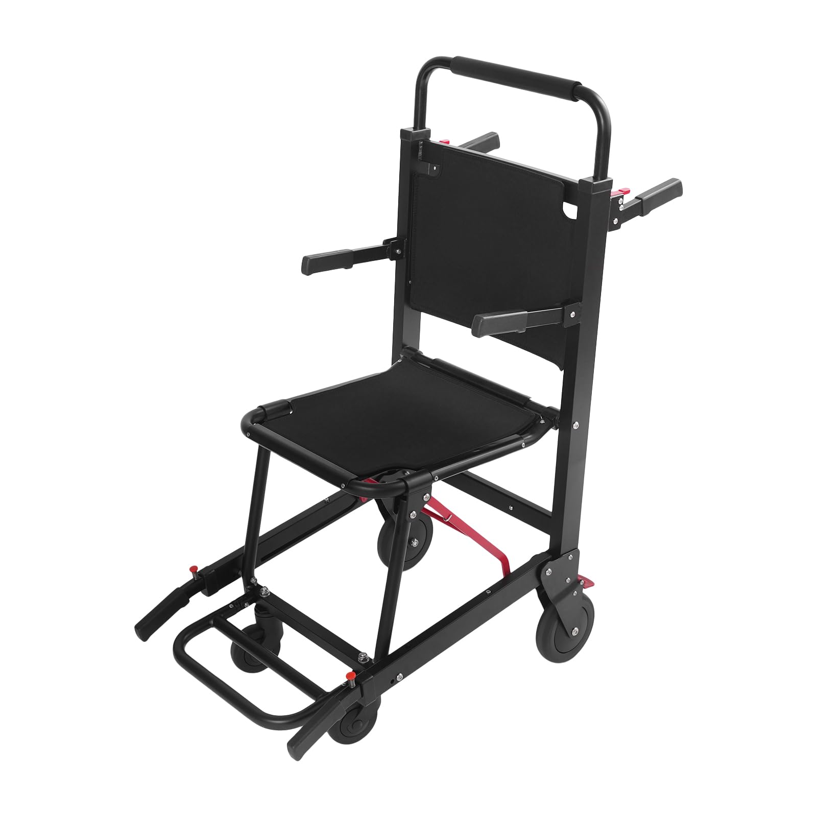 EMS - Silla de escalera de evacuación, silla de evacuación de 4 ruedas, plegable para escaleras de hasta 180 kg, elevador de escaleras portátil para evacuación, escalada, transporte, color negro