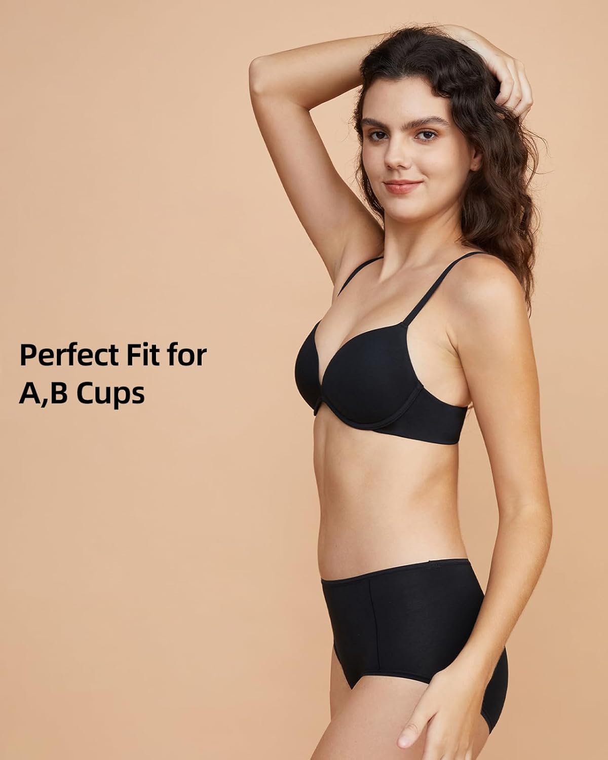 Wireless Push Up Bra for Women, Deep V Plunge Padded T-Shirt Bras with Lift for Small Breasted Women