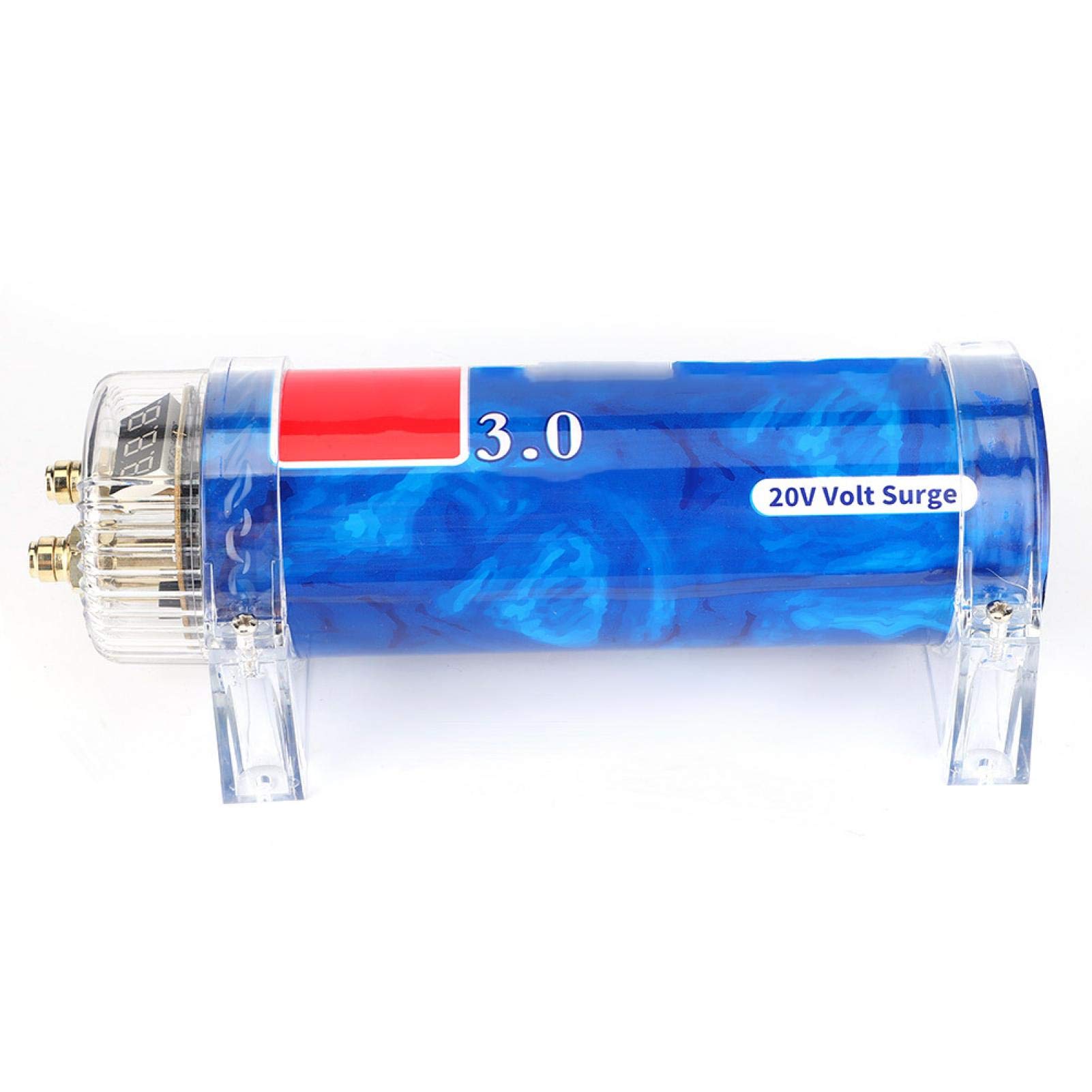 Condensateur audio de voiture, Duokon Condensateur Audio de voiture, 3.0 Farad voiture Audio condensateur de puissance amplificateur régulateur stabilisateur couleur bleue pièces d'auto modifiées