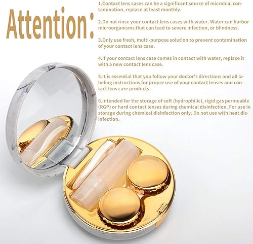 Miniatura 6 de ofone Estuche para lentes de contacto, fundas de contacto de mármol para viajar con herramienta de extracción, espejo, pinzas, botella de solución