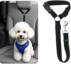 Pacote com 1 cinto de segurança para cães e gatos de estimação, alça de retenção de cabeça ajustável para carro, tecido de nylon, cinto de segurança para veículos, preto