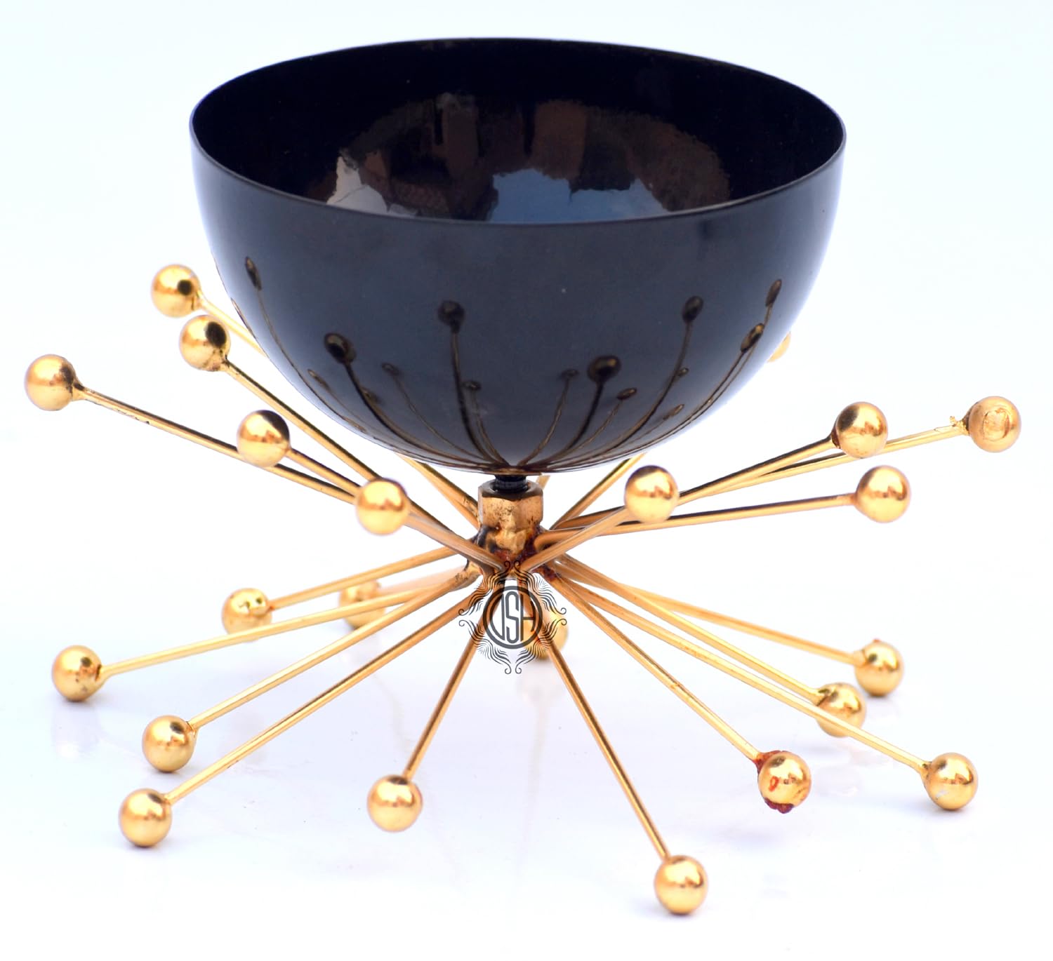DSH Metal Modern Multiutility Snacks Decorative Bowl Table Designer Corporate Decorative Serving Bowls Set for Home Kitchen (7 x 7 x 4 Inches, Black & Gold) 3