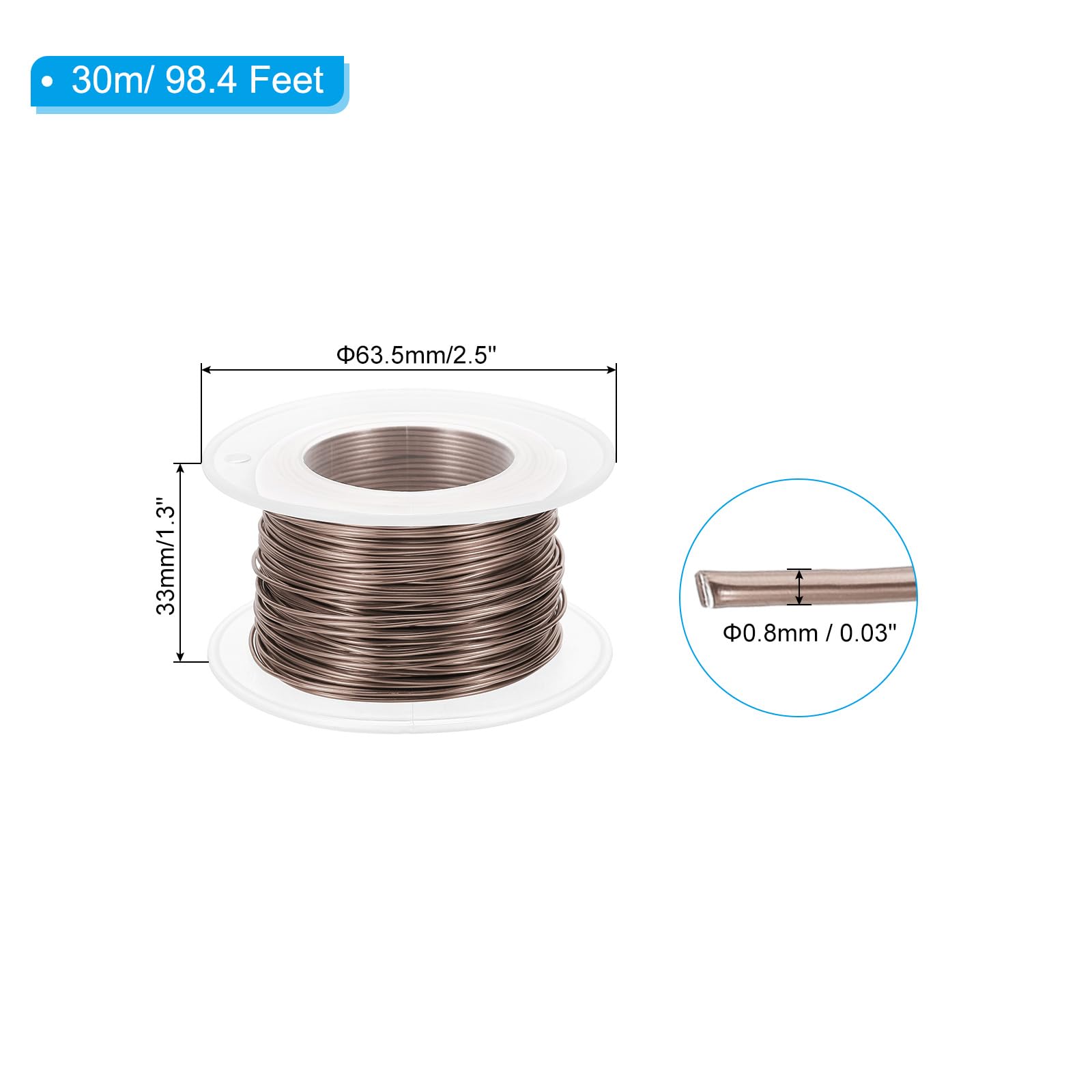 PATIKIL 20 Gauge 0.8mm Aluminum Craft Wire, 98.4Ft Metal Wire Armature Bendable Wire for Jewelry Making Metal Wrap DIY Brown - Image 2