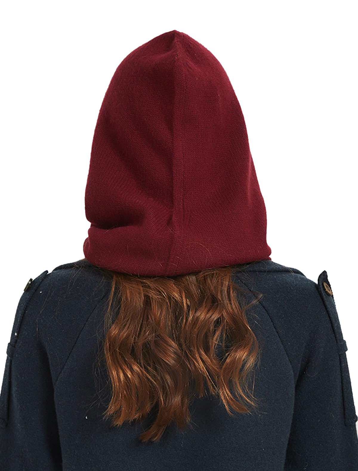 YUONNY Kominiarka unisex z kapturem, szalik, 10% kaszmir i 90% mieszanka wełny, zimowa dzianinowa czapka beanie szalik 2 w 1 dla kobiet mężczyzn