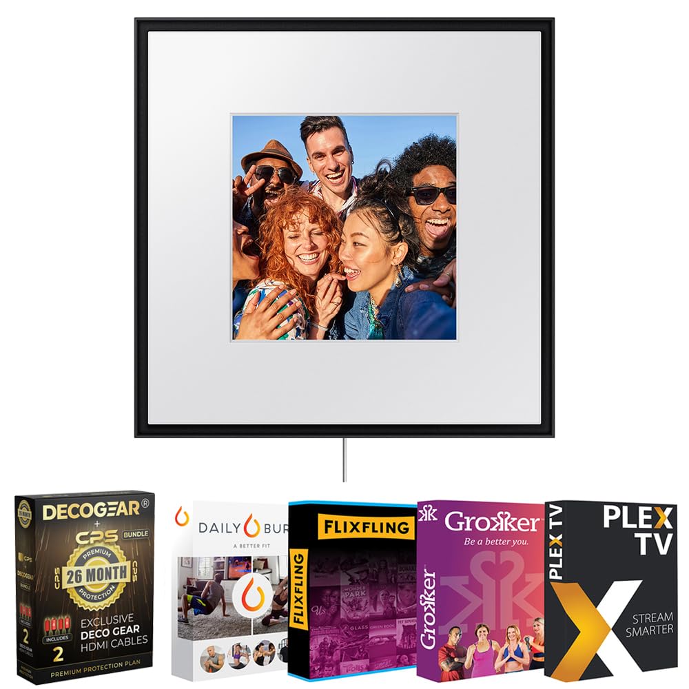 Samsung HW-LS60D Photo Music Frame Smart Speaker Dolby Atmos w/Movies Streaming + Deco Gear 2X 4K HDMI 2.0 Cable w/Copper Conductors & CPS Exclusive 26 Month Protection Pack (BEACH-CPS-26500)