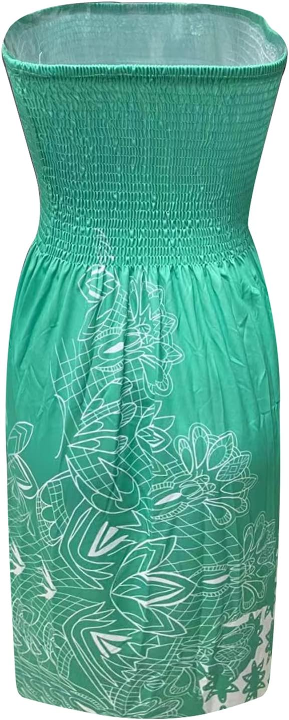 Zyyfly Tube Top Dress Women Summer Beach Coverup Stretch Smocked Strapless Dress - Image 5