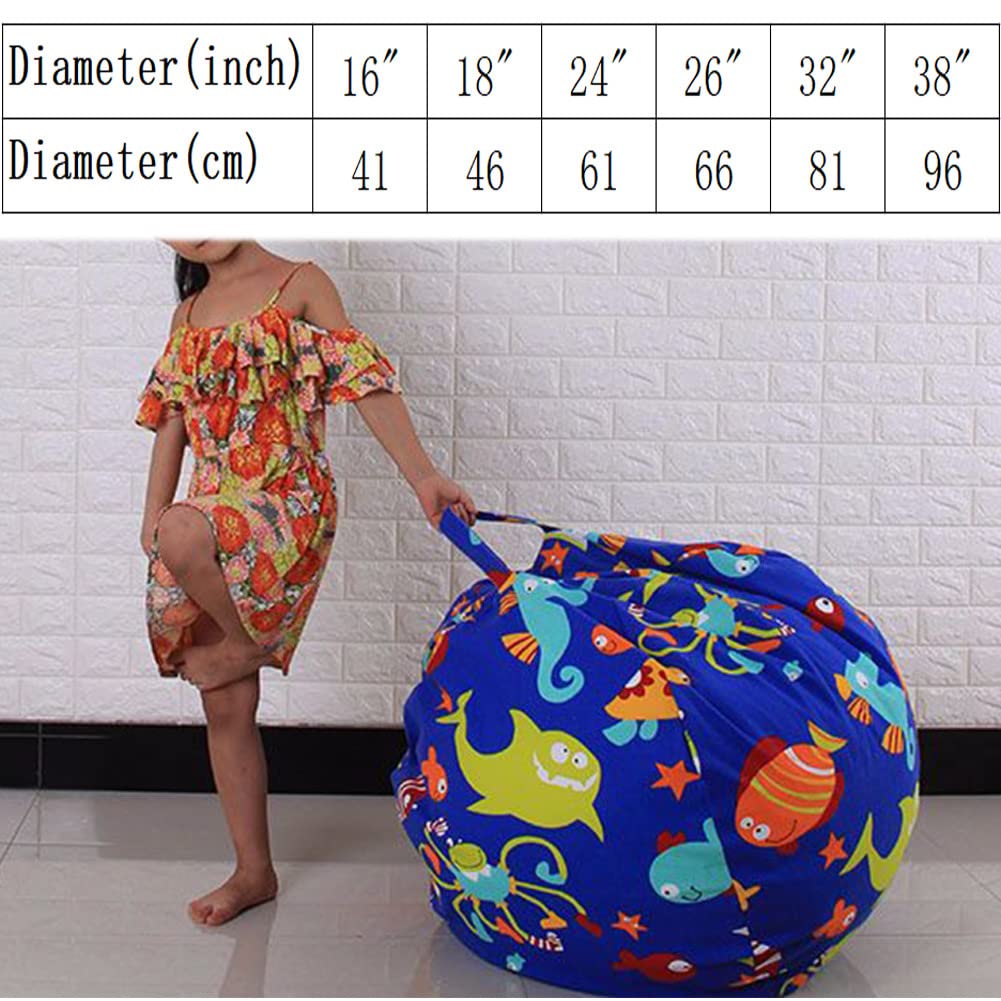 Pouf Rangement Peluches Enfants Highdi - Sac Haricot 70x80cm Pliable - Déco Salon Rose