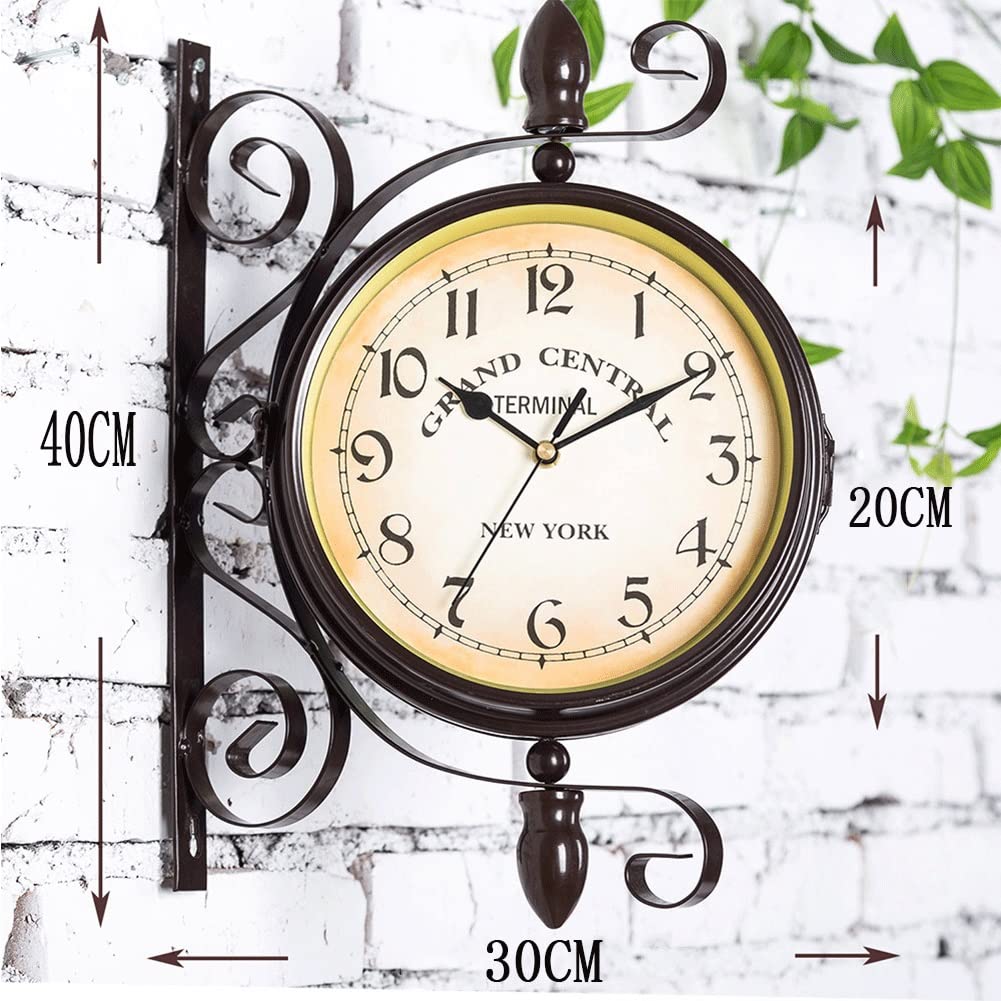 Amazon.com: Vintage Wall Mounted Clock Double Sided Wall Clock